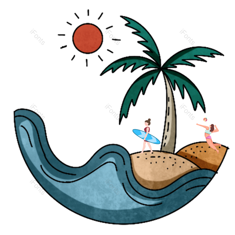 夏天图片,插画元素,简约PNG,女孩免抠素材